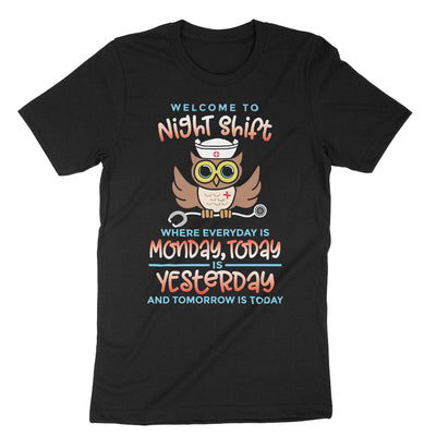 Black Welcome To Night Shift T-Shirt#color_black