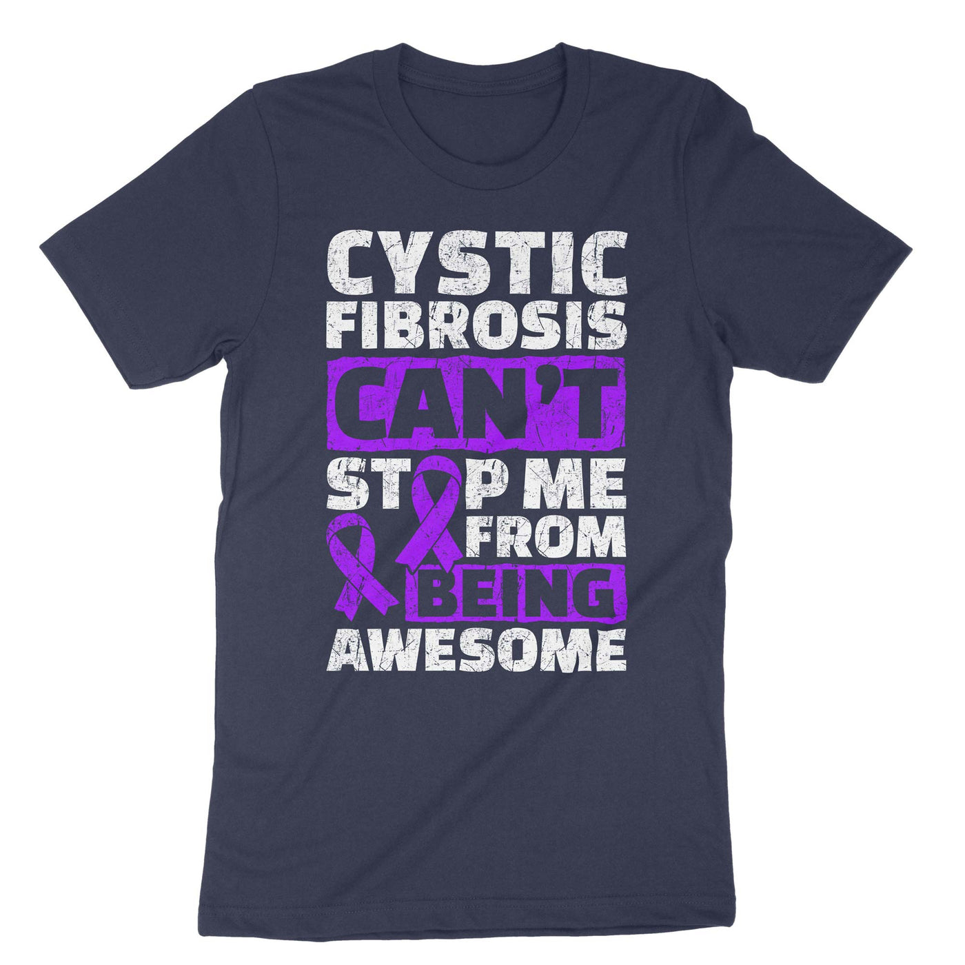 Navy Cystic Fibrosis Can't Stop Me From Being Awesome T-Shirt#color_navy