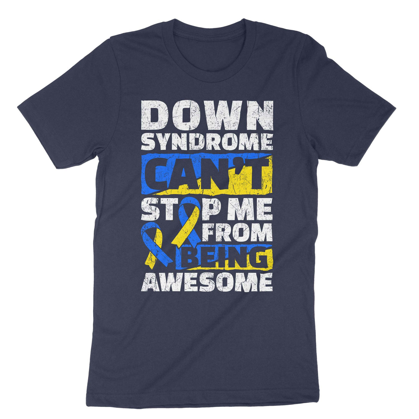 Navy Down Syndrome Can't Stop Me From Being Awesome T-Shirt#color_navy