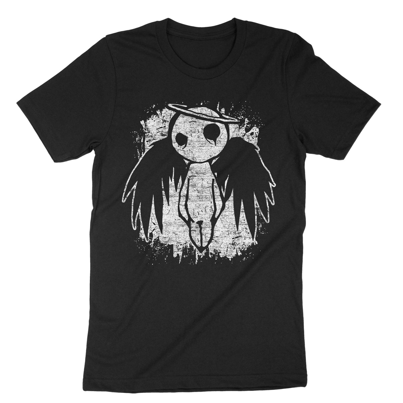 Black Cute Sad Emo Angel T-Shirt#color_black