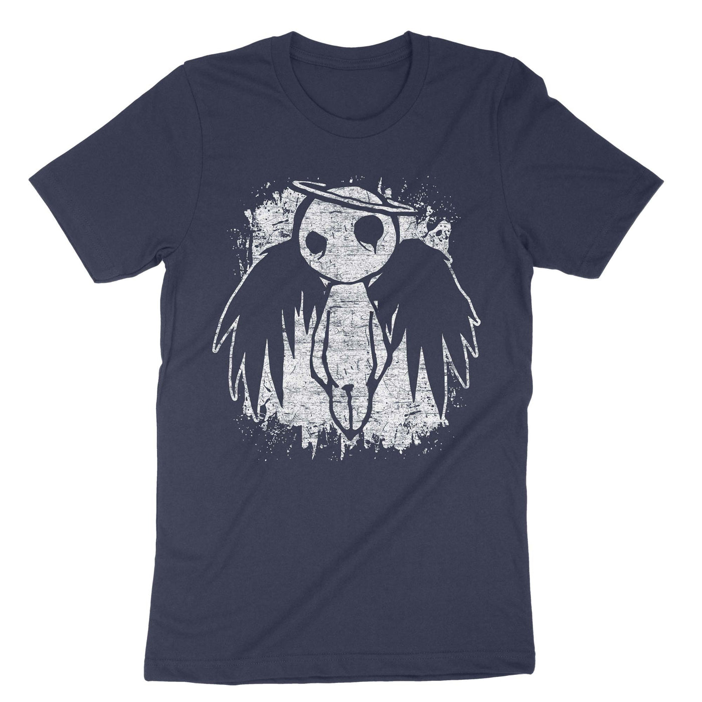 Navy Cute Sad Emo Angel T-Shirt#color_navy