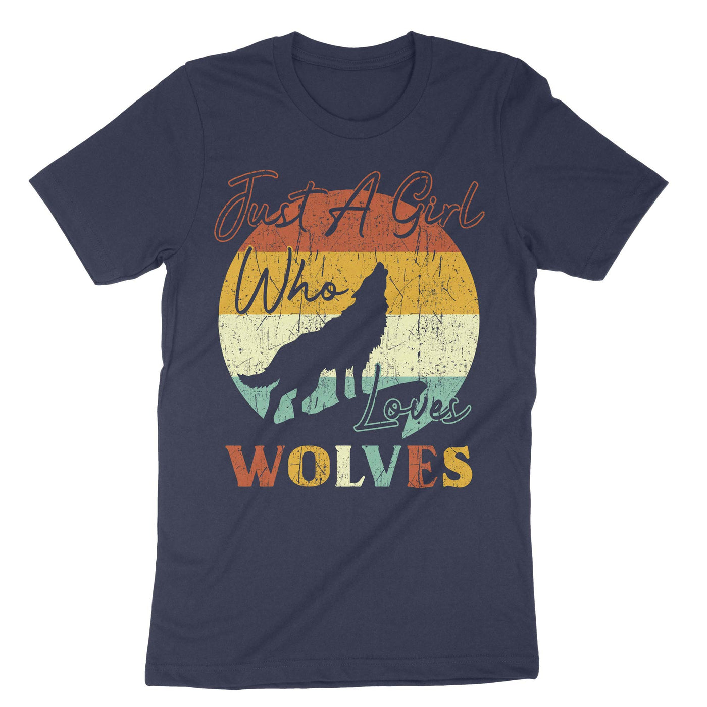 Navy Girl Loves Wolves T-Shirt#color_navy