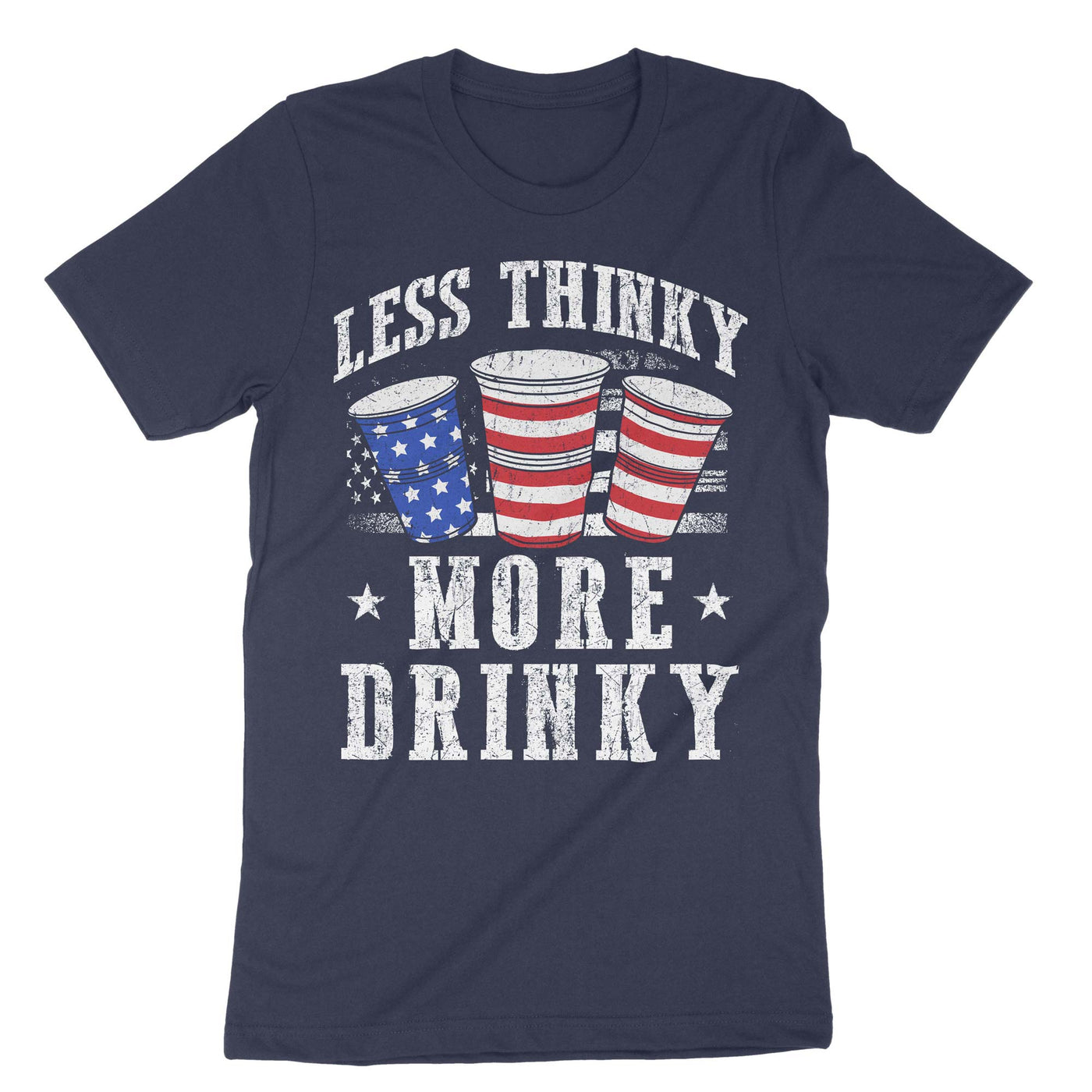 Navy Less Thinky More Drinky T-Shirt#color_navy