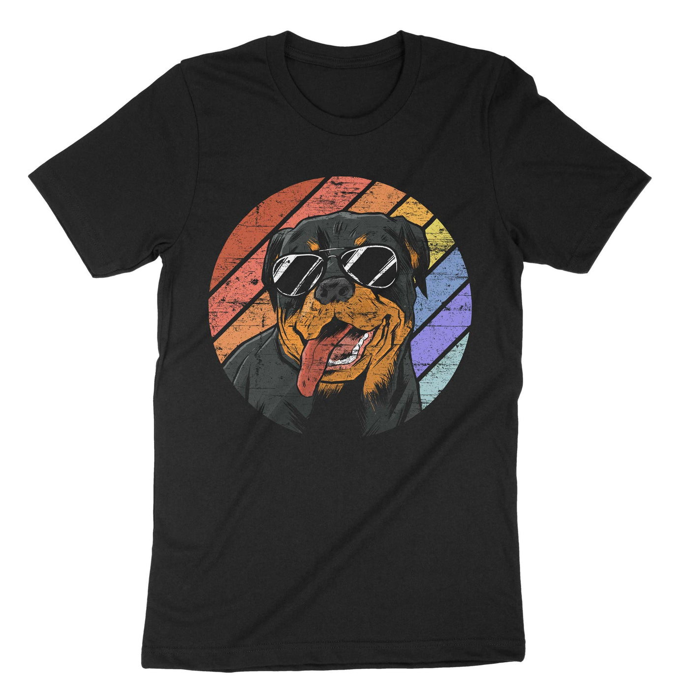 Black Retro Vintage Rottweiler T-Shirt#color_black
