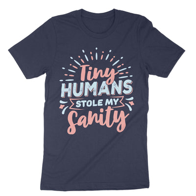 Navy Tiny Humans Stole My Sanity T-Shirt#color_navy