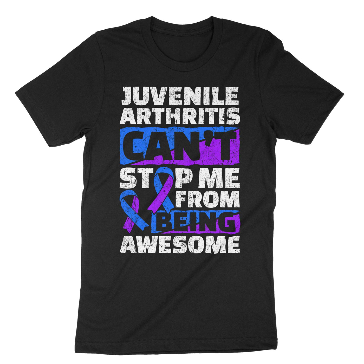 Black Juvenile Arthritis Can't Stop Me From Being Awesome T-Shirt#color_black