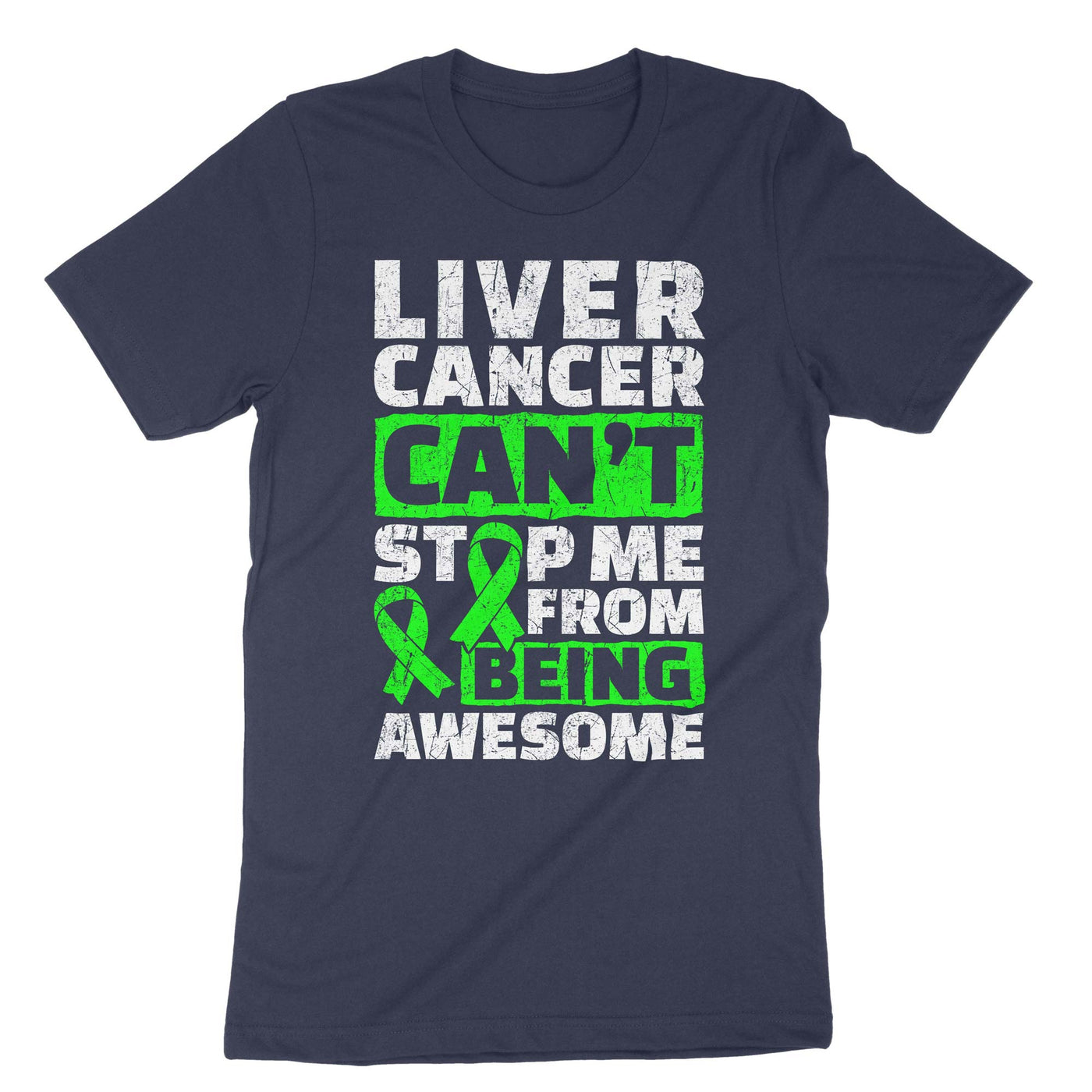 Navy Liver Cancer Can't Stop Me From Being Awesome T-Shirt#color_navy