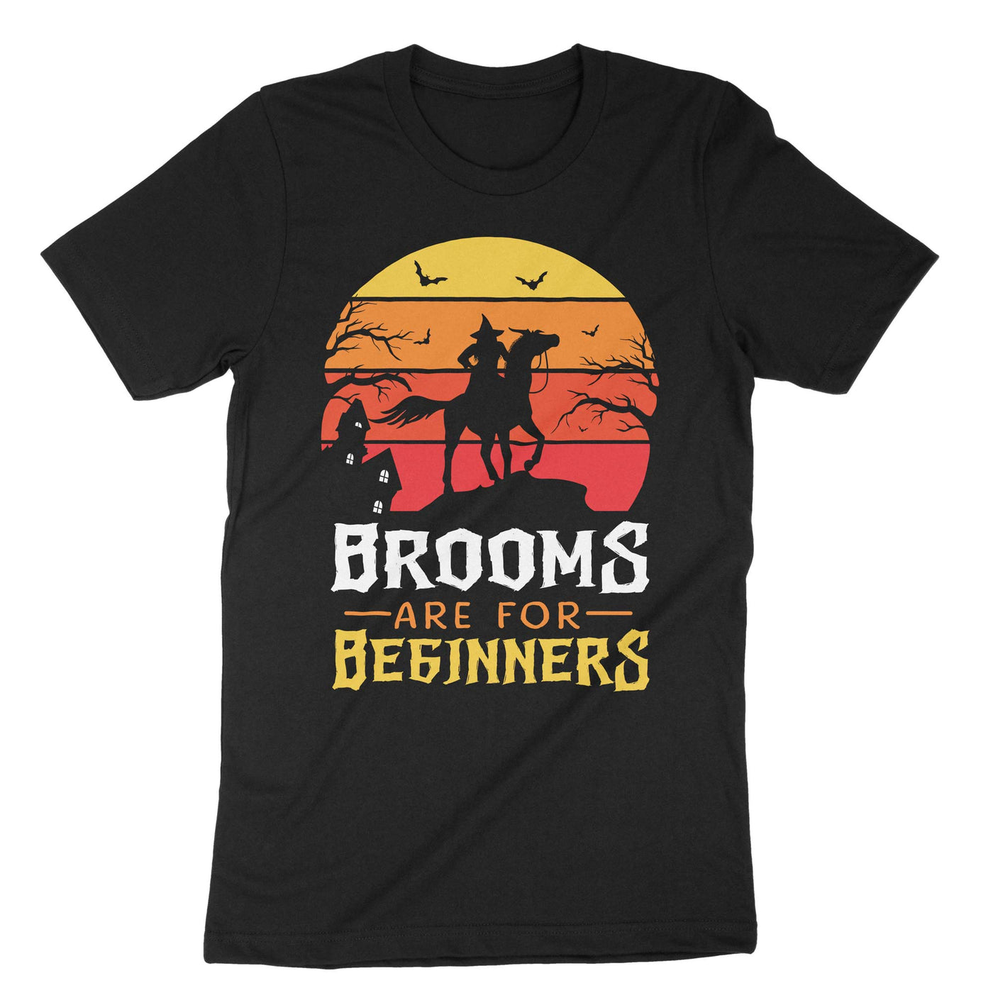 Black Brooms Are For Beginners Horse Riding T-Shirt#color_black