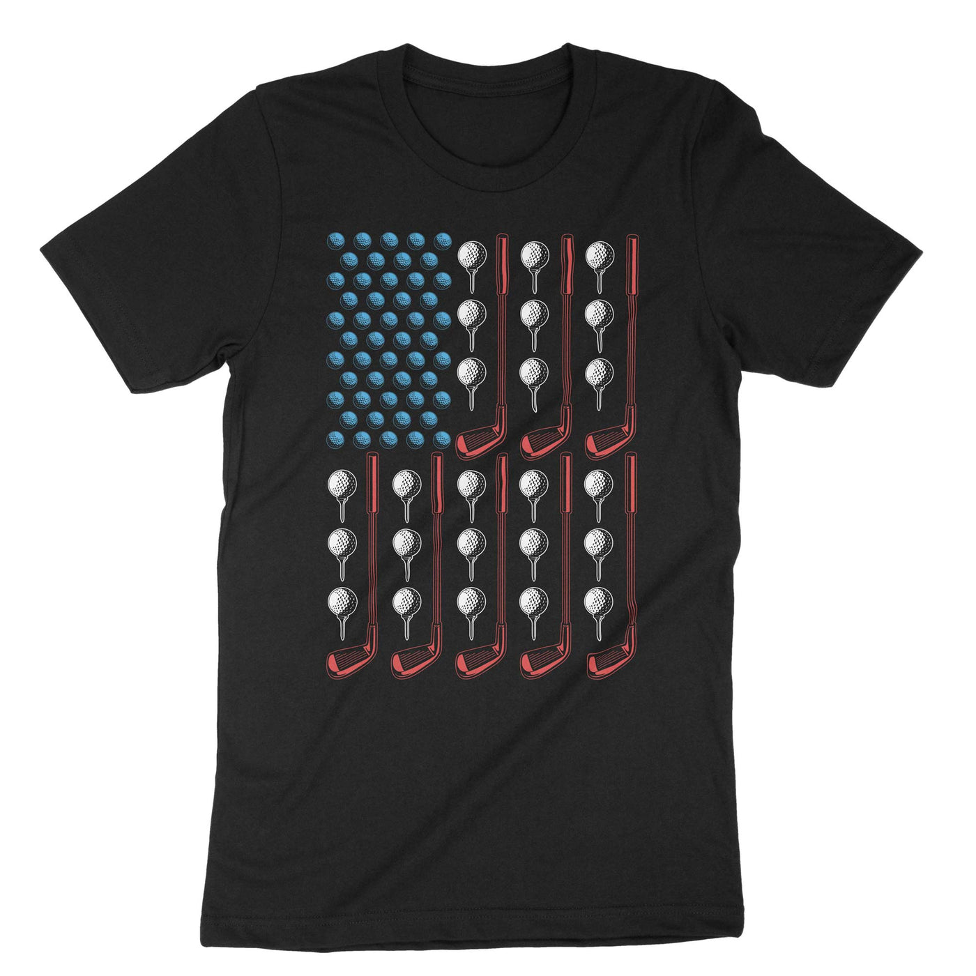 Black Golf Us Flag T-Shirt#color_black