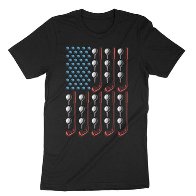 Black Golf Us Flag T-Shirt#color_black
