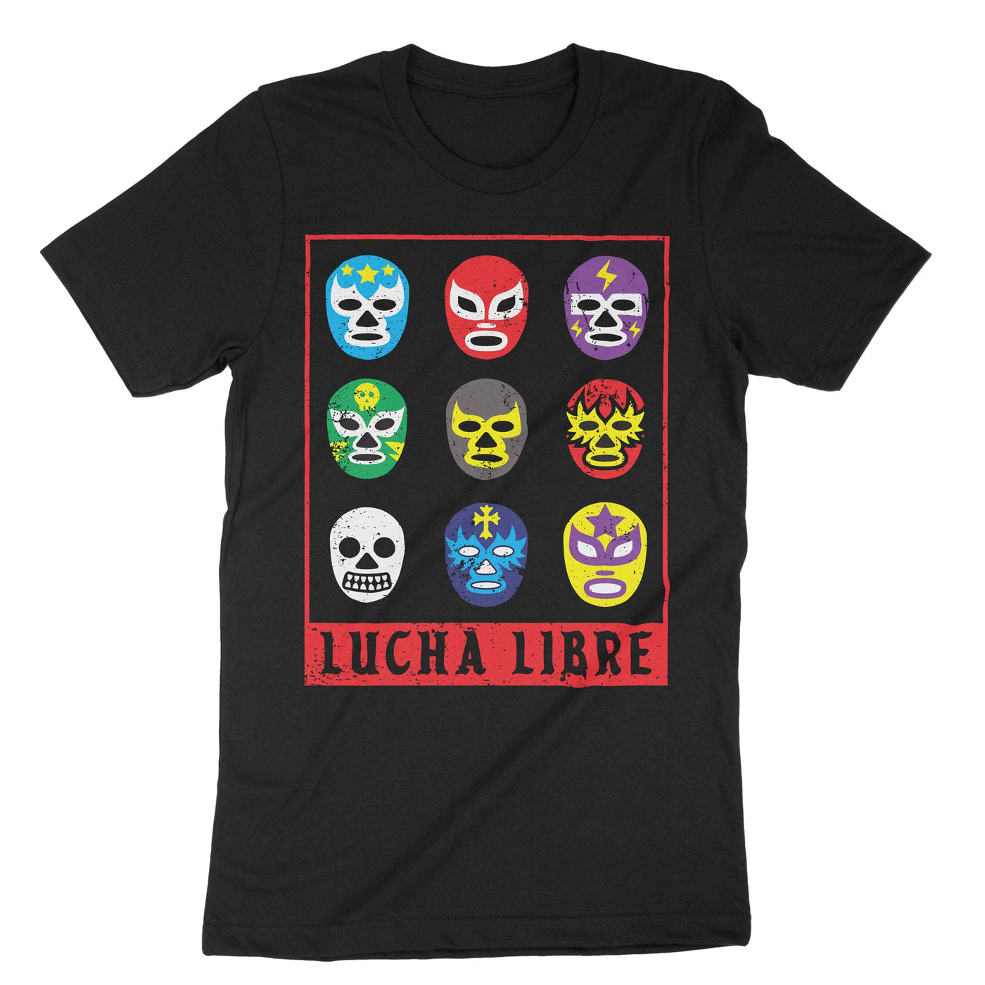 Black Lucha Libre mexican Wrestling T-Shirt#color_black