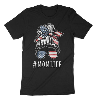 Black Patriotic Momlife Usa 4th July T-Shirt#color_black