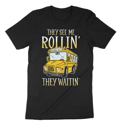 Black They See Me Rollin They Waitin T-Shirt#color_black