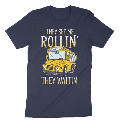 Navy They See Me Rollin They Waitin T-Shirt#color_navy