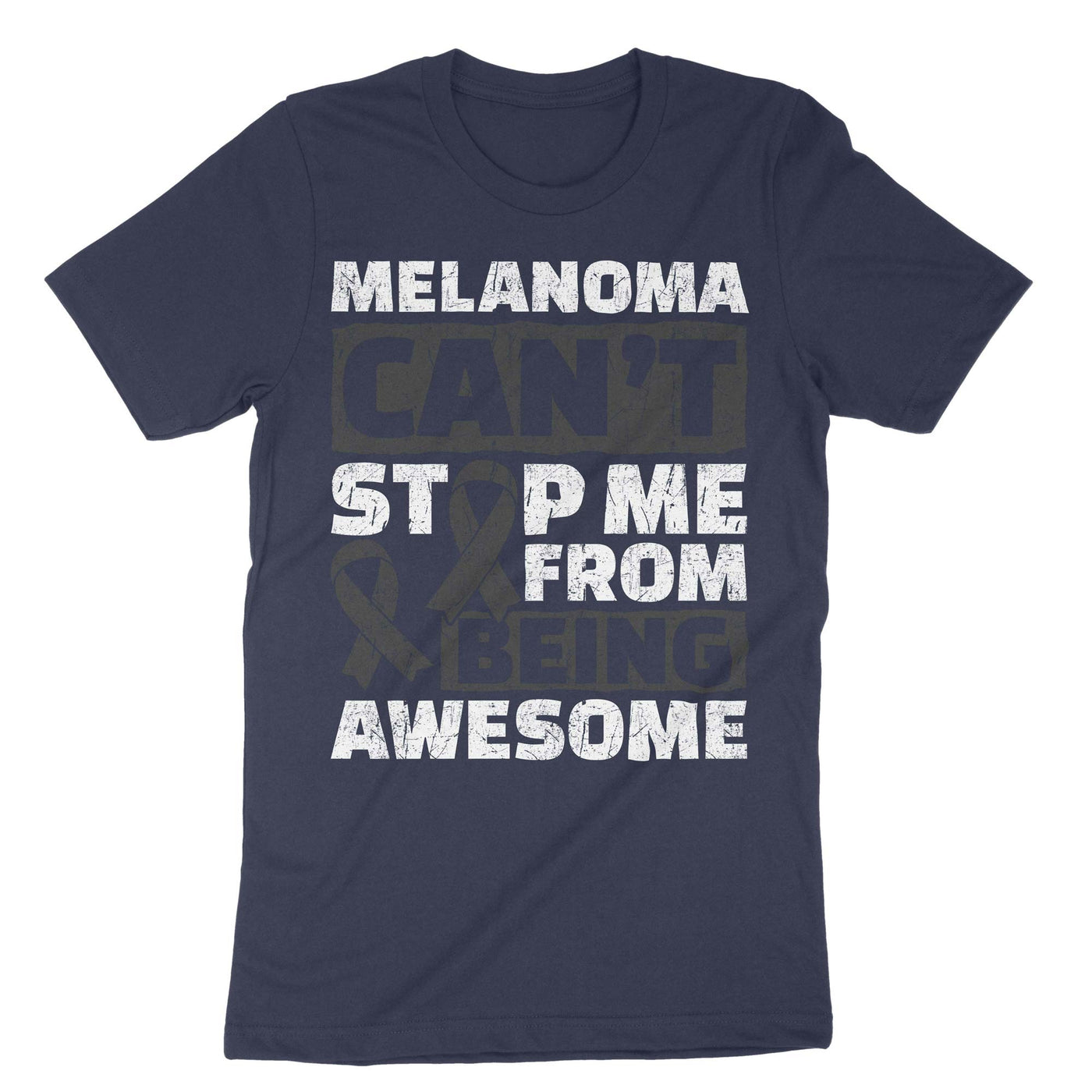 Navy Melanoma Can't Stop Me From Being Awesome T-Shirt#color_navy