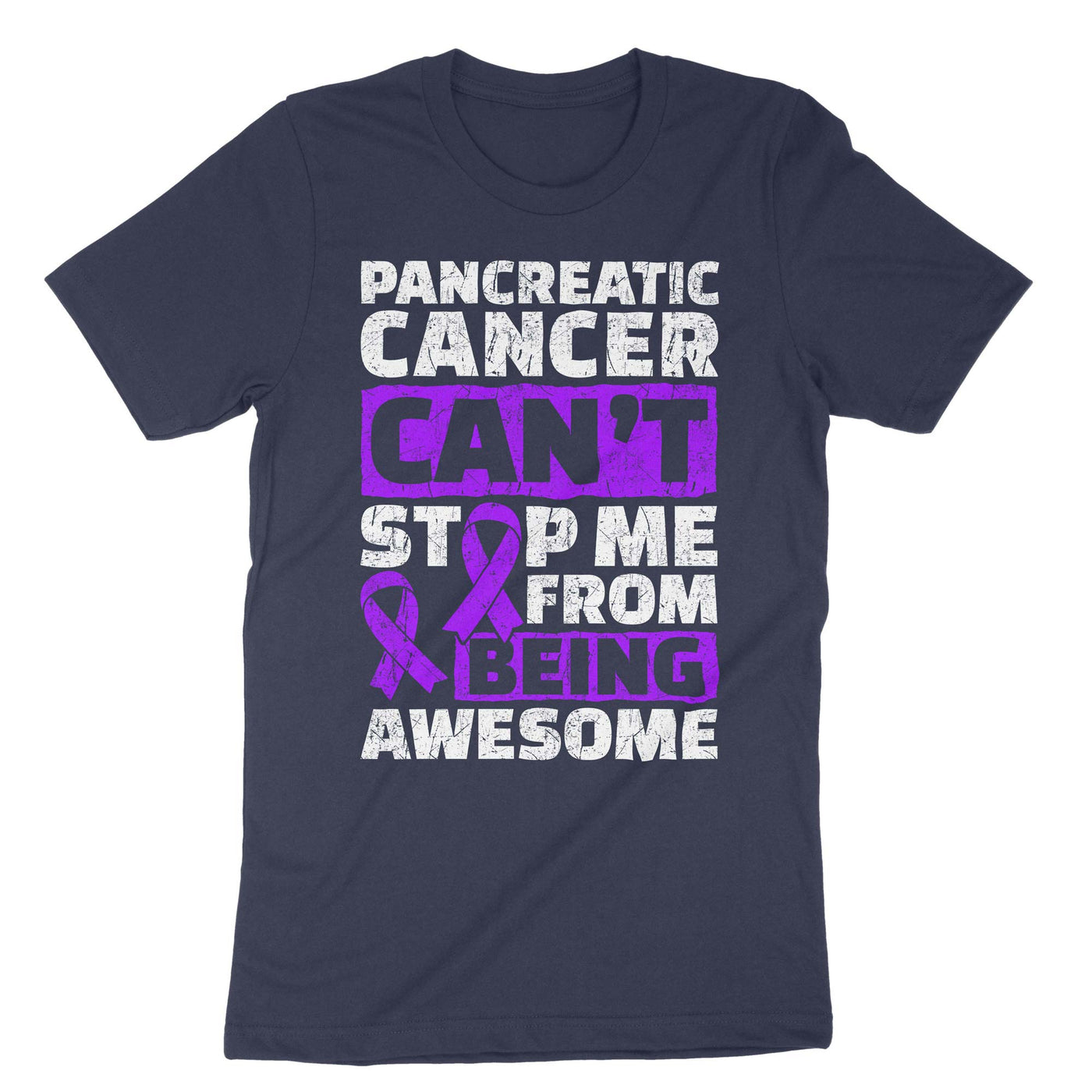 Navy Pancreatic Cancer Can't Stop Me From Being Awesome T-Shirt#color_navy