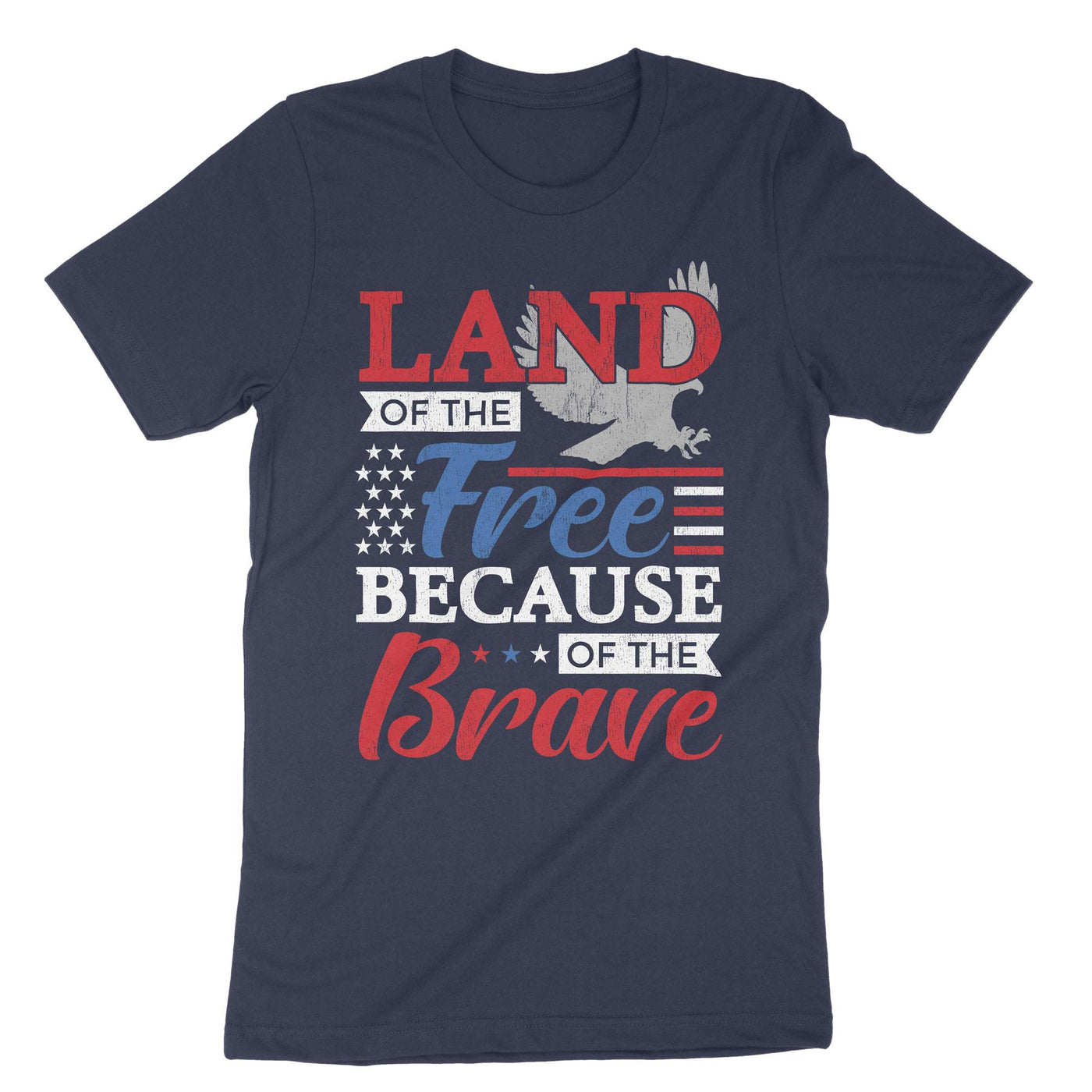 Navy Land Of The Free Because Of The Brave T-Shirt#color_navy