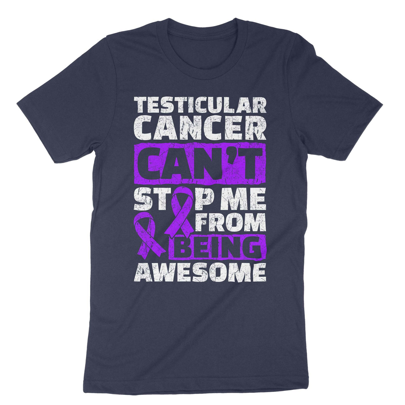 Navy Testicular Cancer Can't Stop Me From Being Awesome T-Shirt#color_navy