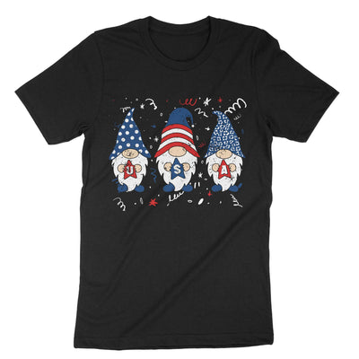 Black Patriotic Gnomes 4th Of July T-Shirt#color_black