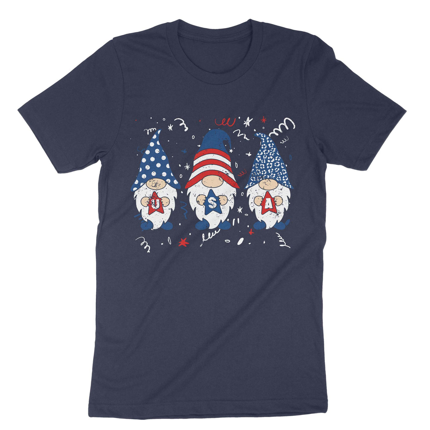 Navy Patriotic Gnomes 4th Of July T-Shirt#color_navy