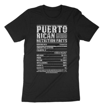 Black Puerto Rican Nutrition Facts T-Shirt#color_black