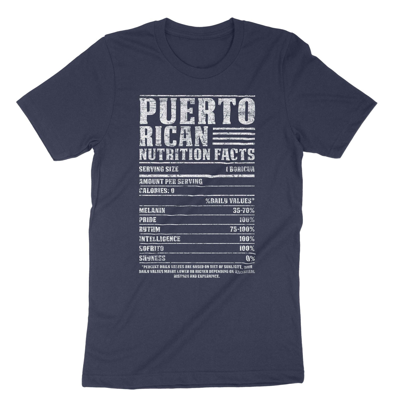 Navy Puerto Rican Nutrition Facts T-Shirt#color_navy
