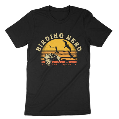 Black Retro Birding Nerd T-Shirt#color_black