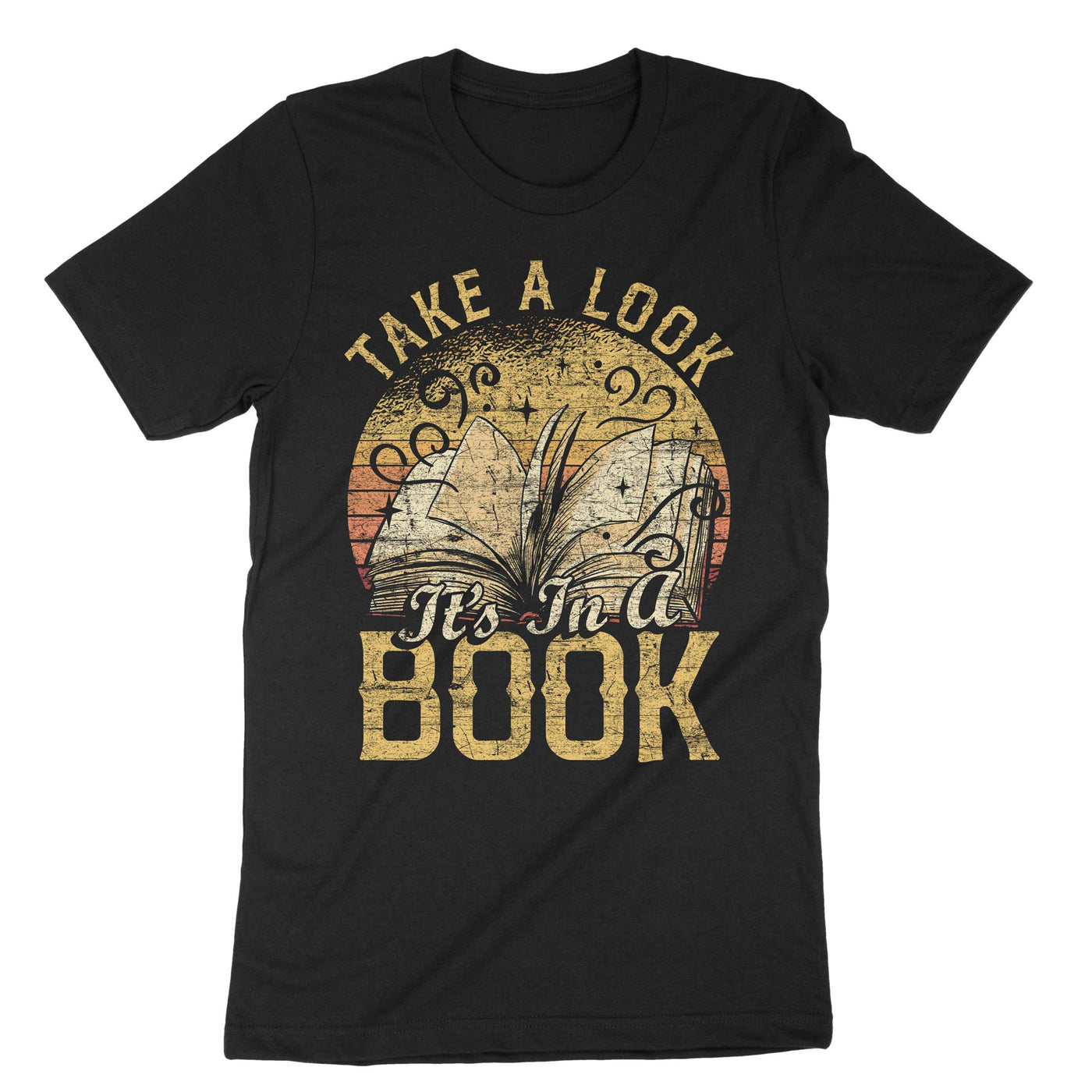 Black Take A Look Its In A Book T-Shirt#color_black