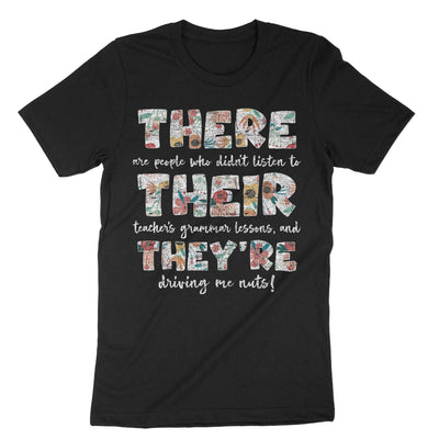 Black There Their Theyre English Grammer Teacher T-Shirt#color_black