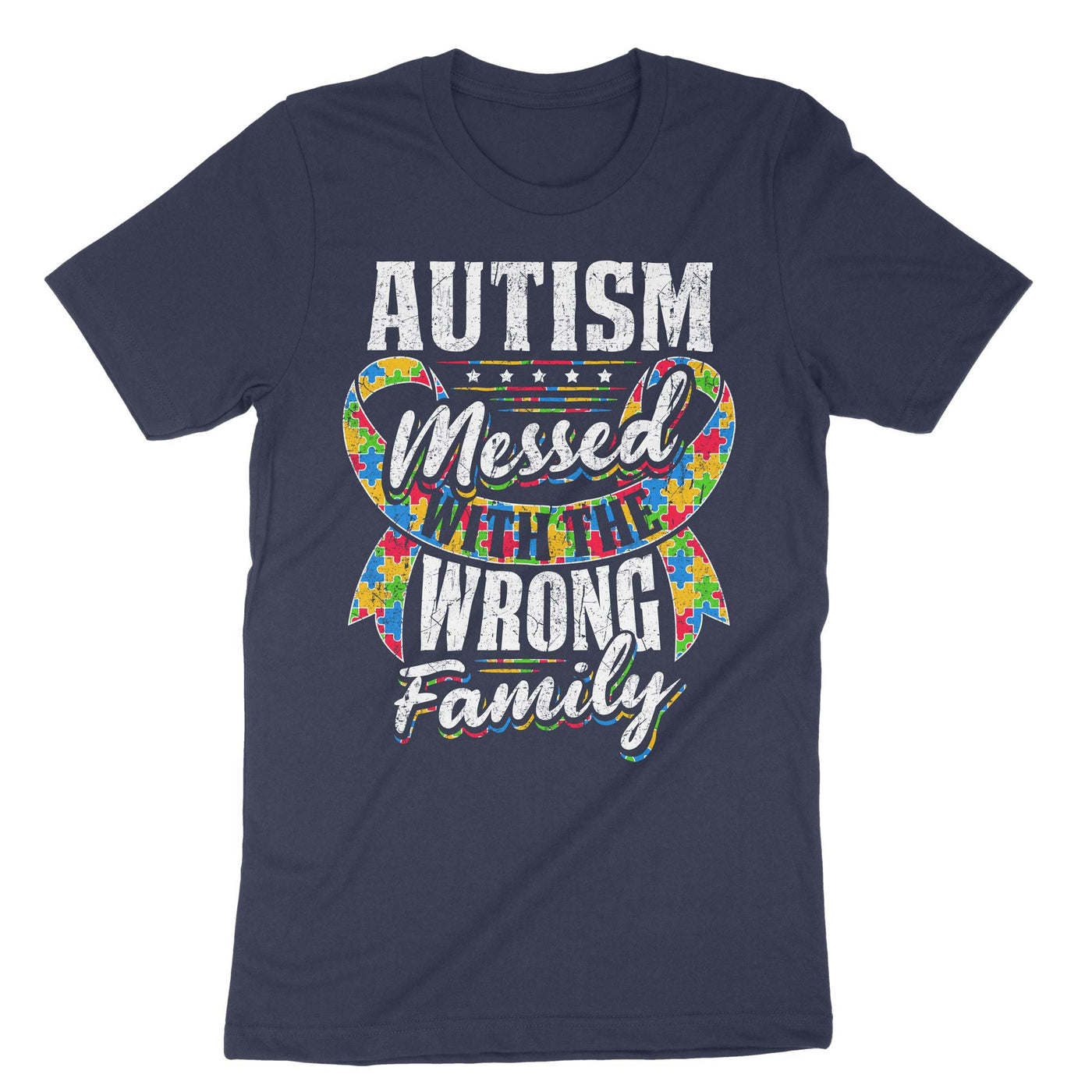 Navy Autism Messed With The Wrong Family T-Shirt#color_navy
