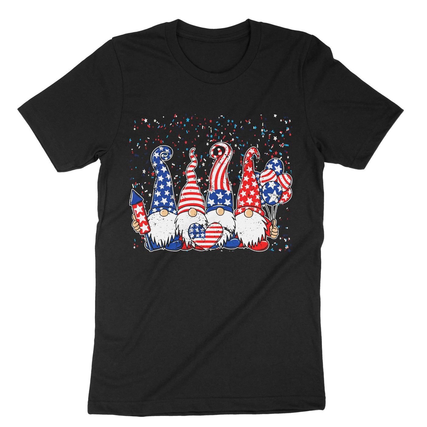 Black Patriotic Gnomes 4th Of July T-Shirt#color_black