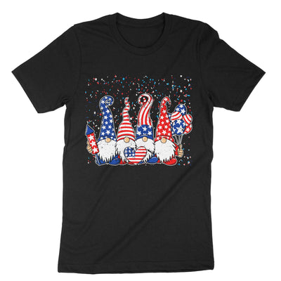 Black Patriotic Gnomes 4th Of July T-Shirt#color_black