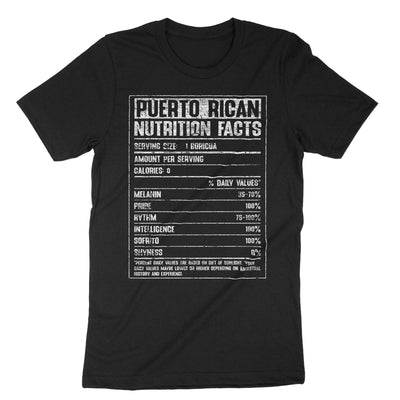 Black Puerto Rican Nutrition Facts T-Shirt#color_black
