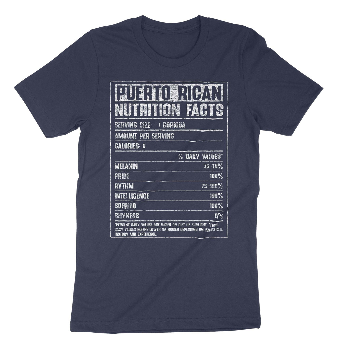 Navy Puerto Rican Nutrition Facts T-Shirt#color_navy