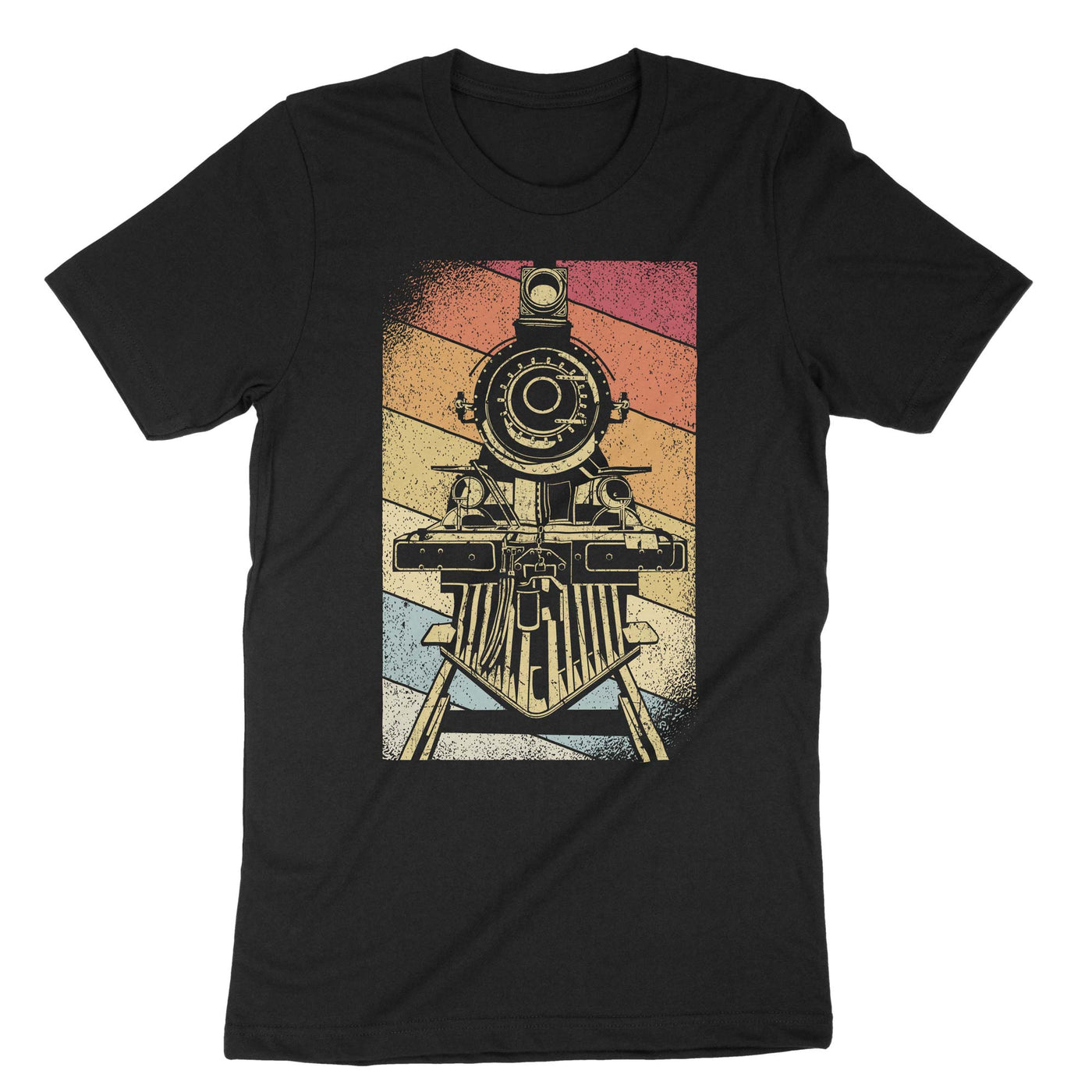 Black Retro Train T-Shirt#color_black