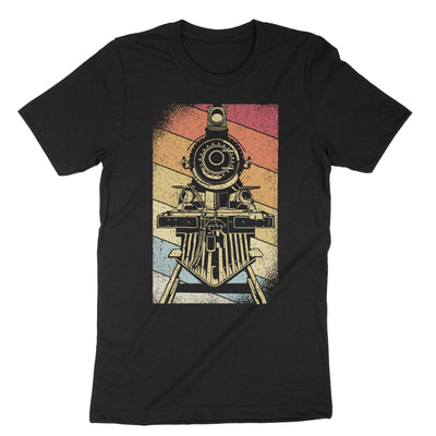 Black Retro Train T-Shirt#color_black