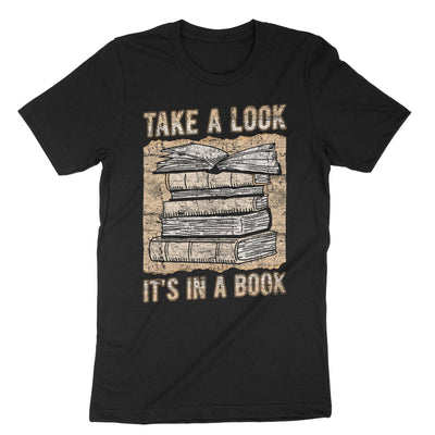 Black Take A Look Its In A Book T-Shirt#color_black