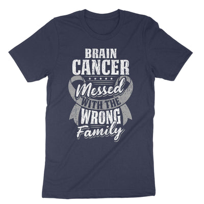 Navy Brain Cancer Messed With The Wrong Family T-Shirt#color_navy