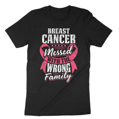 Black Breast Cancer Messed With The Wrong Family T-Shirt#color_black