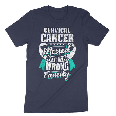 Navy Cervical Cancer Messed With The Wrong Family T-Shirt#color_navy