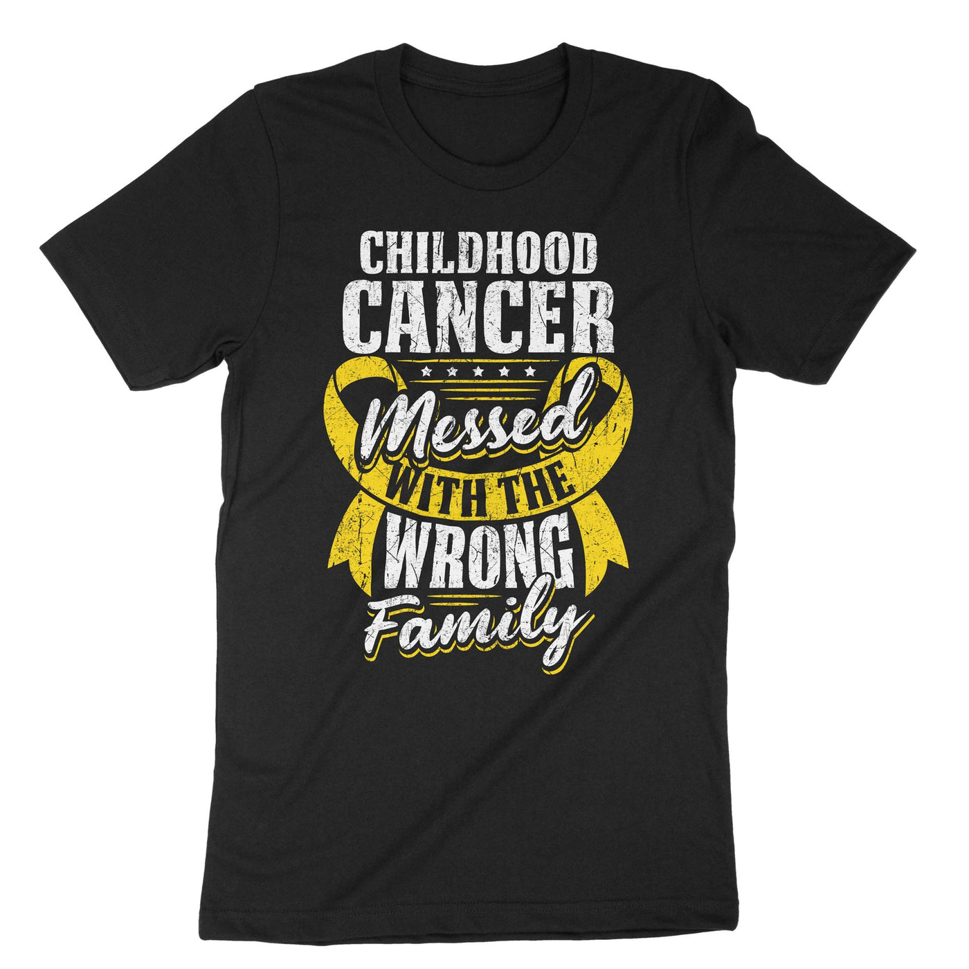 Black Childhood Cancer Messed With The Wrong Family T-Shirt#color_black