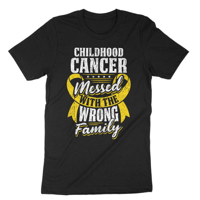 Black Childhood Cancer Messed With The Wrong Family T-Shirt#color_black