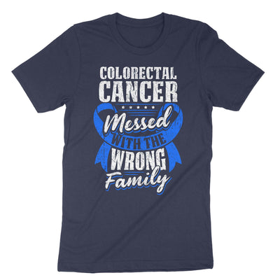 Navy Colorectal Cancer Messed With The Wrong Family T-Shirt#color_navy