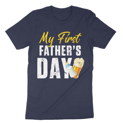 Navy First Fathers Day T-Shirt#color_navy