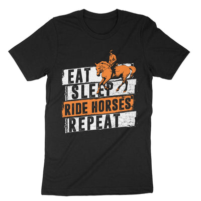 Black Ride Horses Repeat T-Shirt#color_black