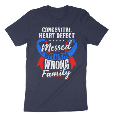Navy Congenital Heart Defect Messed With The Wrong Family T-Shirt#color_navy
