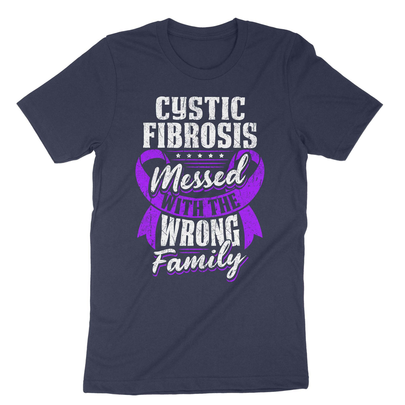 Navy Cystic Fibrosis Messed With The Wrong Family T-Shirt#color_navy