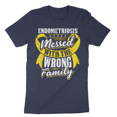 Navy Endometriosis Messed With The Wrong Family T-Shirt#color_navy