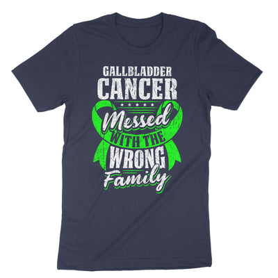 Navy Gallbladder Cancer Messed With The Wrong Family T-Shirt#color_navy