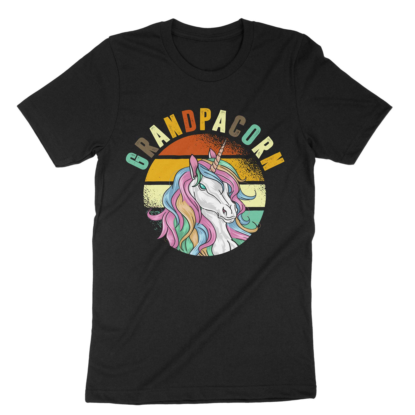 Black Grandpa Unicorn T-Shirt#color_black